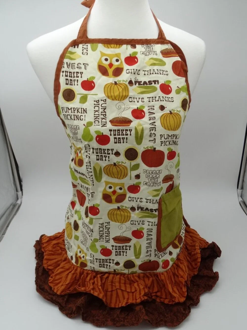 Fall Thanksgiving Apron Ruffles Owls 2011 Brother Sister Design Studio